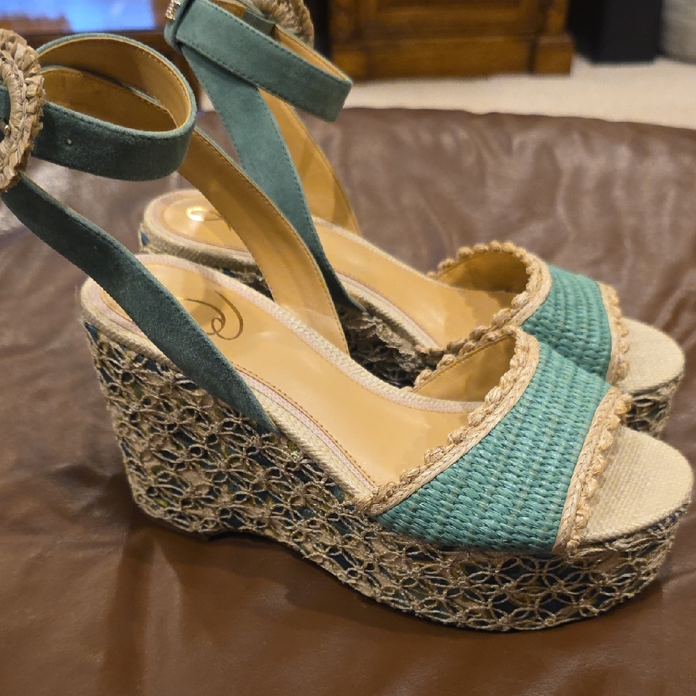 Sam Edelman Amber Espardrille Wedge Sandals Sz 8. Like New